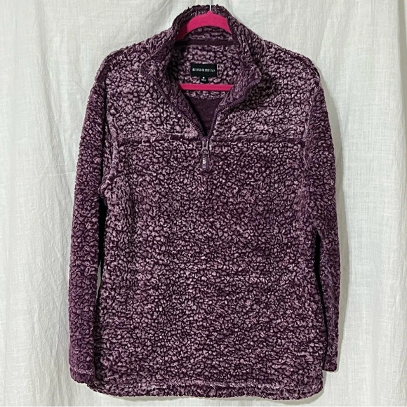 Zenana Women's Pullover Purple 1/4 Zip Pocket Fuzzy Medium - Picture 1 of 6